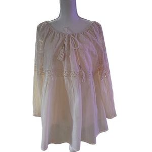 Sundance cream boho top XL cotton lace bodice tag missing